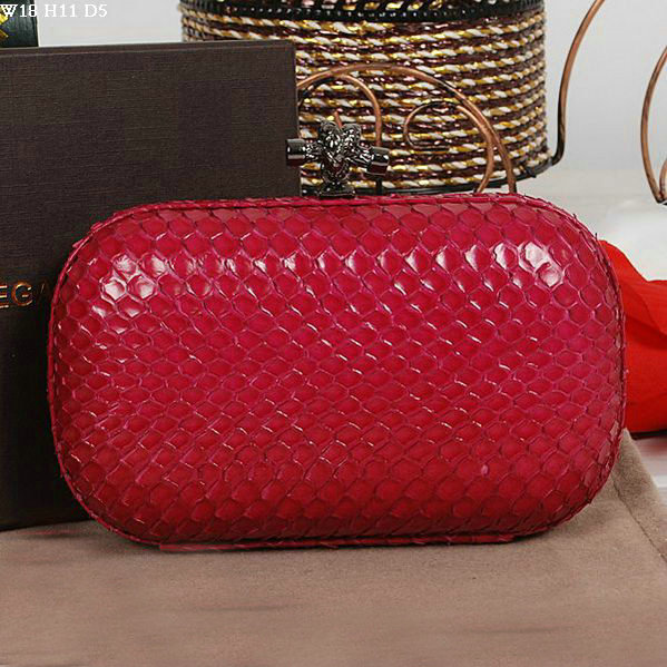 Bottega Veneta intrecciato snake vein leather impero ayers knot clutch 11308 red